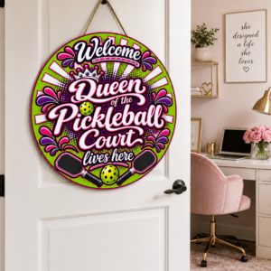 Pickleball Queen Wooden Door Sign – Queen of the Court
