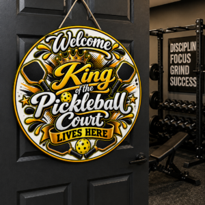 Pickleball King Wooden Door Sign – King of the Court