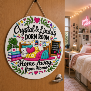 Personalized College Dorm Room Wooden Door Hanger