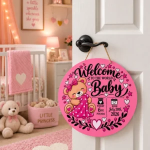 Welcome Baby Wooden Door