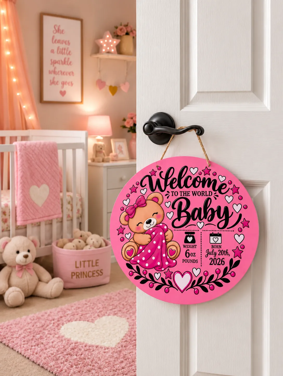 Welcome Baby Wooden Door